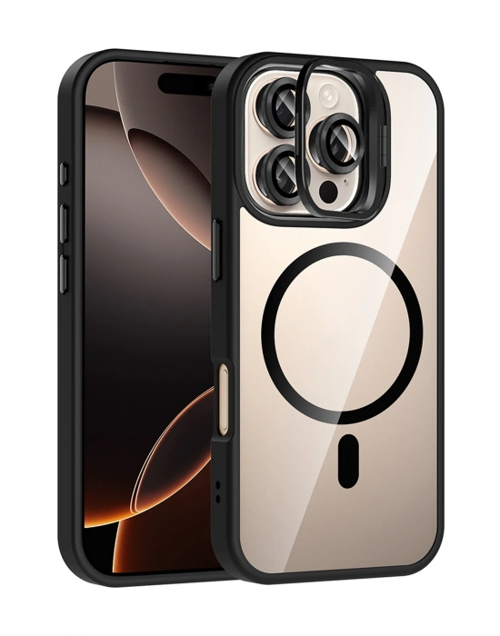 Joko Apple iPhone 16 Pro Max Remim Lensli Magsafe Standlı Kapak - Siyah