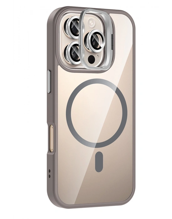 Joko Apple iPhone 16 Pro Max Remim Lensli Magsafe Standlı Kapak - Titan Gri