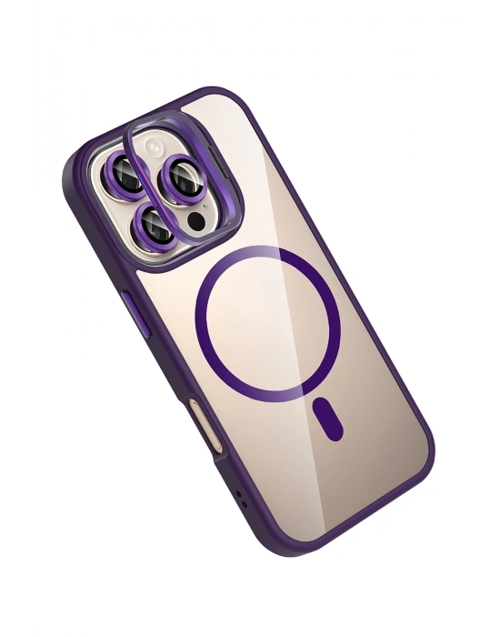Joko Apple iPhone 16 Pro Remim Lensli Magsafe Standlı Kapak - Derin Mor
