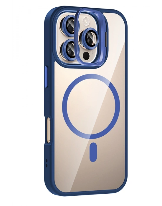 Joko Apple iPhone 16 Pro Remim Lensli Magsafe Standlı Kapak - Lacivert