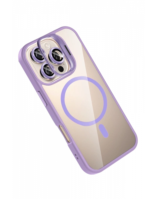 Joko Apple iPhone 16 Pro Remim Lensli Magsafe Standlı Kapak - Lila