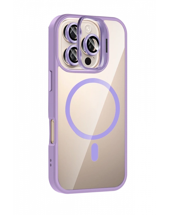 Joko Apple iPhone 16 Pro Remim Lensli Magsafe Standlı Kapak - Lila