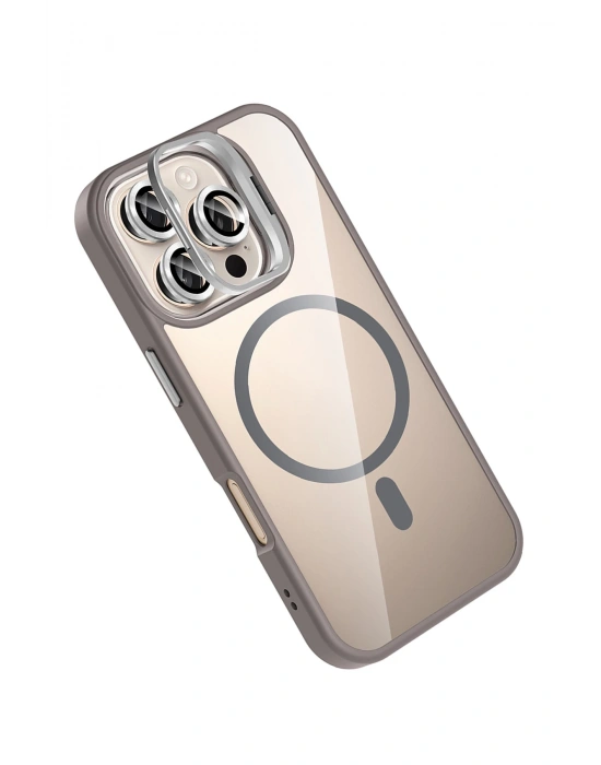 Joko Apple iPhone 16 Pro Remim Lensli Magsafe Standlı Kapak - Titan Gri