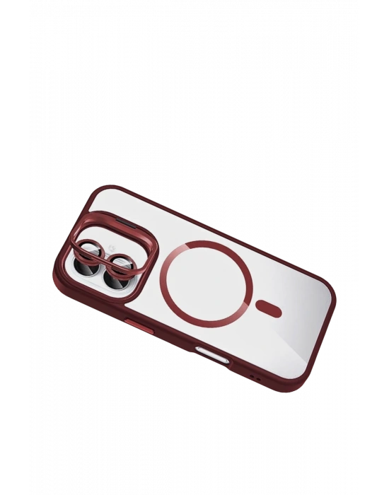 Joko Apple iPhone 16 Remim Lensli Magsafe Standlı Kapak - Bordo