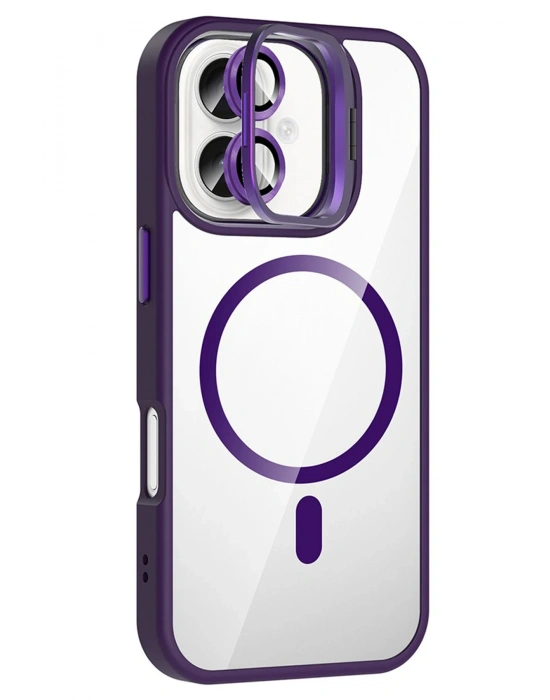 Joko Apple iPhone 16 Remim Lensli Magsafe Standlı Kapak - Derin Mor