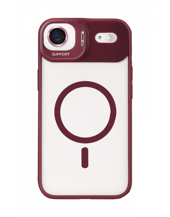 Joko Apple iPhone 17 Air Remim Lensli Magsafe Standlı Kapak - Bordo