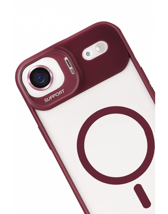 Joko Apple iPhone 17 Air Remim Lensli Magsafe Standlı Kapak - Bordo