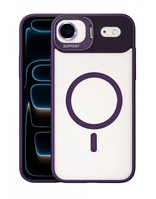 Joko Apple iPhone 17 Air Remim Lensli Magsafe Standlı Kapak - Derin Mor