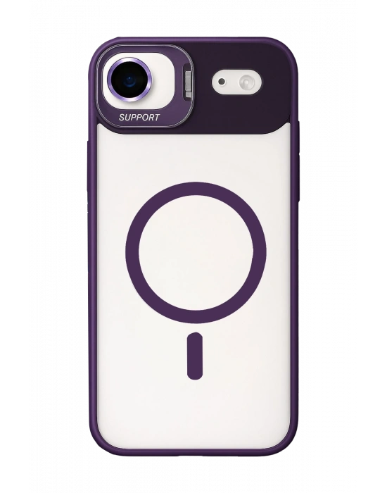 Joko Apple iPhone 17 Air Remim Lensli Magsafe Standlı Kapak - Derin Mor