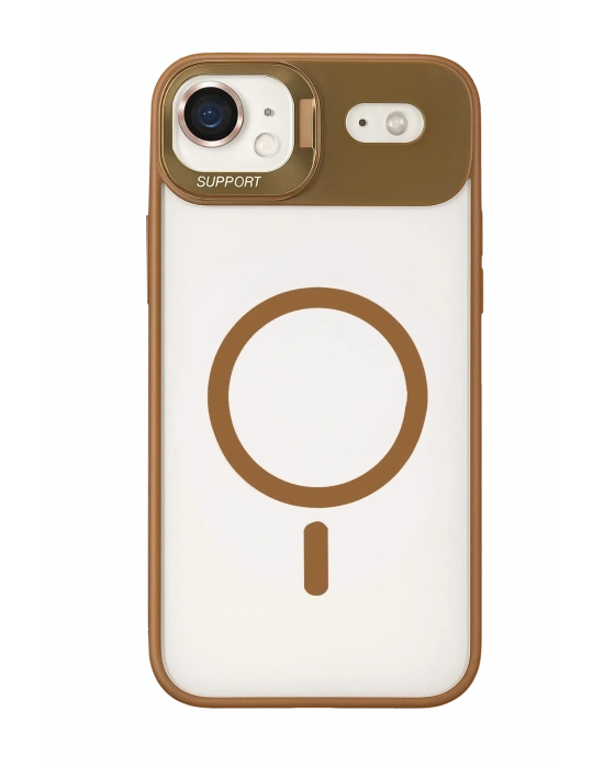 Joko Apple iPhone 17 Air Remim Lensli Magsafe Standlı Kapak - Kahverengi