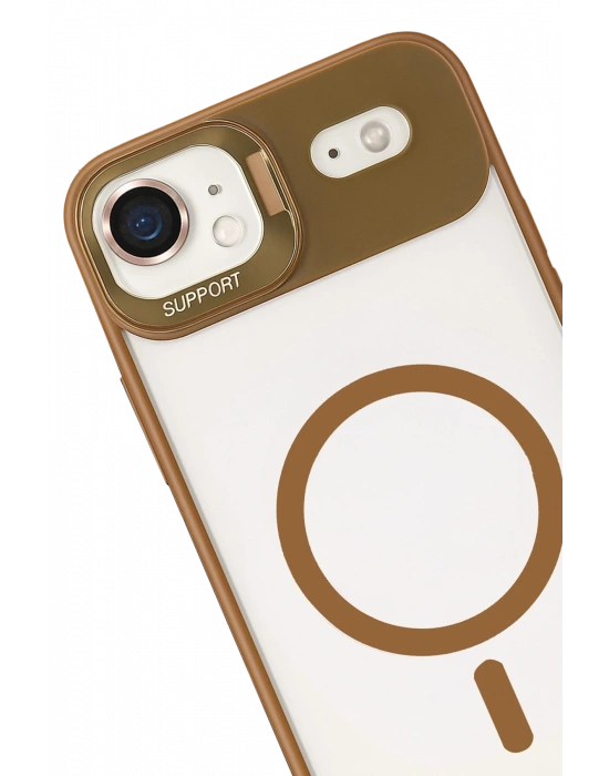 Joko Apple iPhone 17 Air Remim Lensli Magsafe Standlı Kapak - Kahverengi