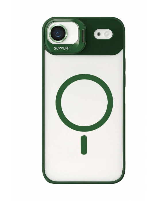 Joko Apple iPhone 17 Air Remim Lensli Magsafe Standlı Kapak - Koyu Yeşil