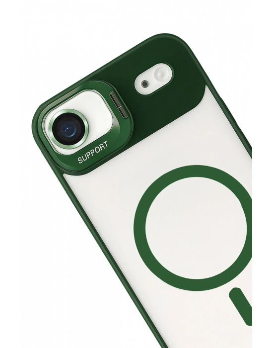 Joko Apple iPhone 17 Air Remim Lensli Magsafe Standlı Kapak - Koyu Yeşil