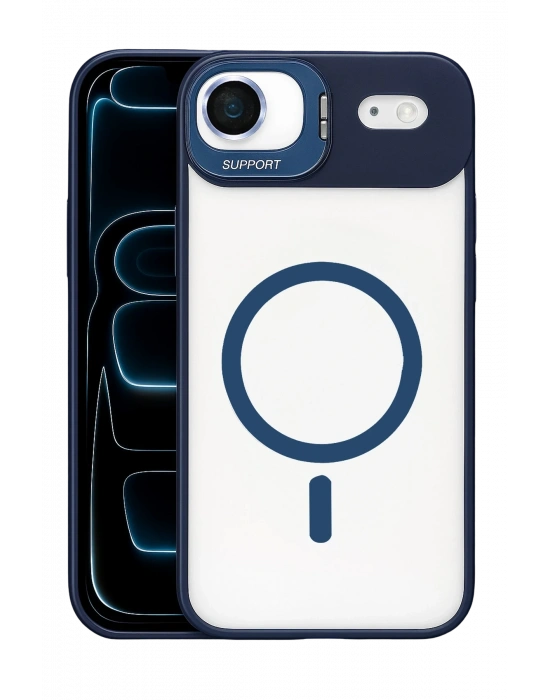 Joko Apple iPhone 17 Air Remim Lensli Magsafe Standlı Kapak - Lacivert