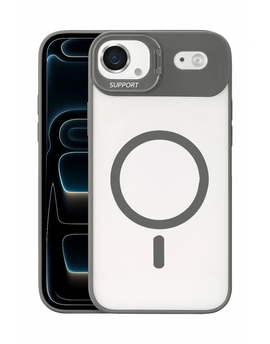 Joko Apple iPhone 17 Air Remim Lensli Magsafe Standlı Kapak - Titan Gri