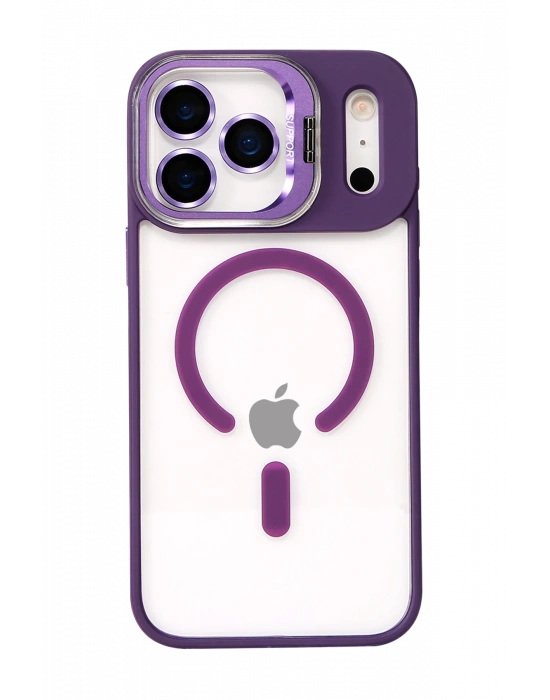 Joko Apple iPhone 17 Pro Max Remim Lensli Magsafe Standlı Kapak - Derin Mor