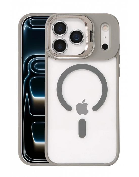Joko Apple iPhone 17 Pro Max Remim Lensli Magsafe Standlı Kapak - Titan Gri