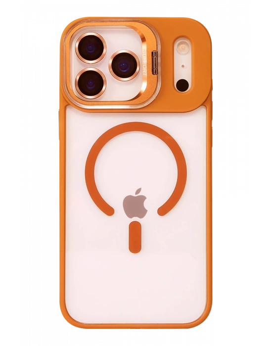 Joko Apple iPhone 17 Pro Max Remim Lensli Magsafe Standlı Kapak - Turuncu