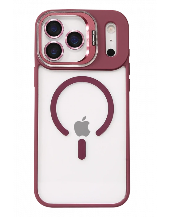 Joko Apple iPhone 17 Pro Remim Lensli Magsafe Standlı Kapak - Bordo
