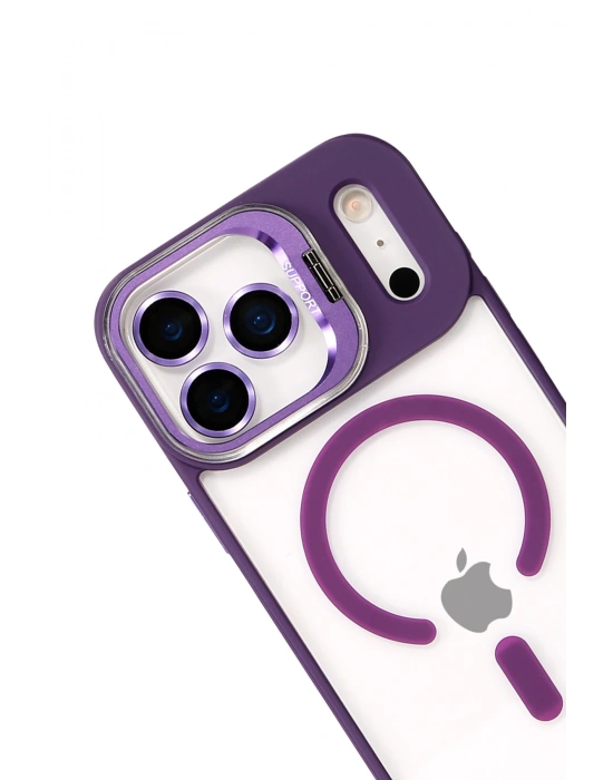 Joko Apple iPhone 17 Pro Remim Lensli Magsafe Standlı Kapak - Derin Mor