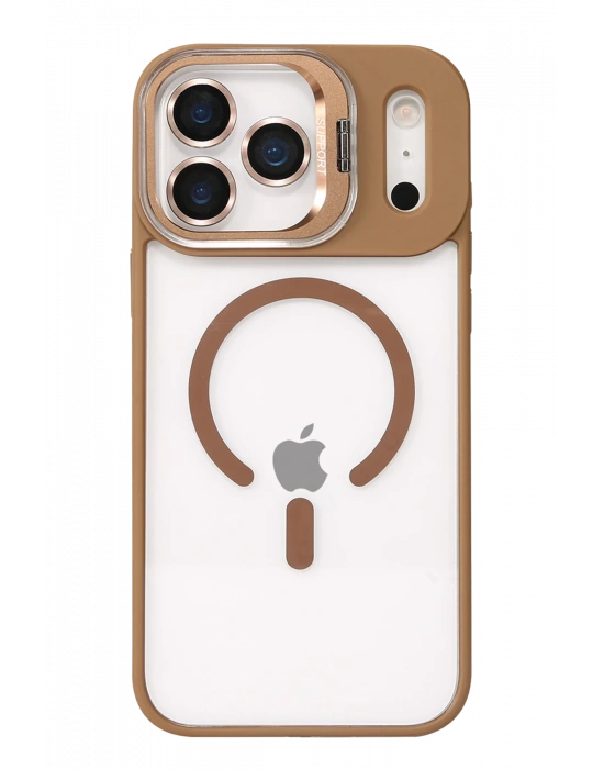 Joko Apple iPhone 17 Pro Remim Lensli Magsafe Standlı Kapak - Kahverengi