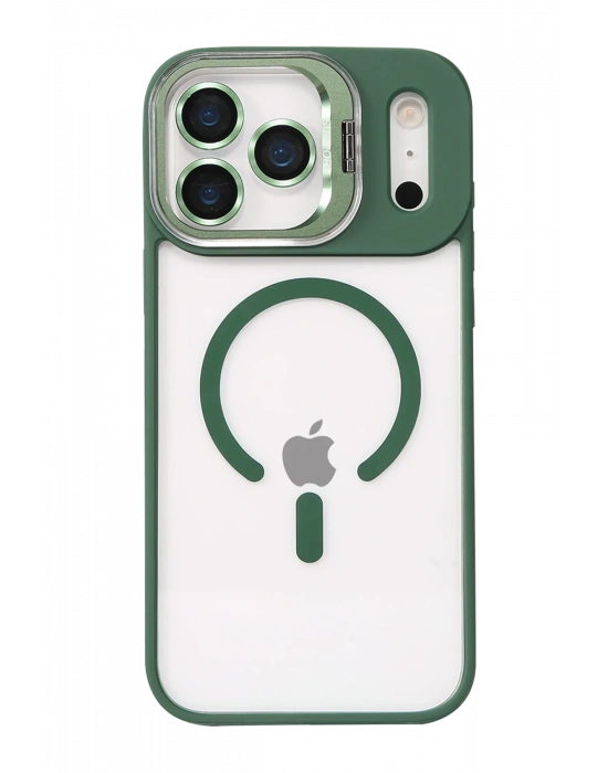 Joko Apple iPhone 17 Pro Remim Lensli Magsafe Standlı Kapak - Koyu Yeşil
