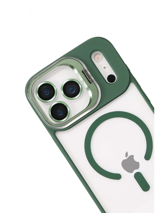 Joko Apple iPhone 17 Pro Remim Lensli Magsafe Standlı Kapak - Koyu Yeşil