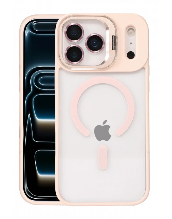 Joko Apple iPhone 17 Pro Remim Lensli Magsafe Standlı Kapak - Pembe