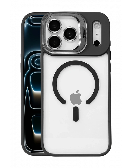 Joko Apple iPhone 17 Pro Remim Lensli Magsafe Standlı Kapak - Siyah