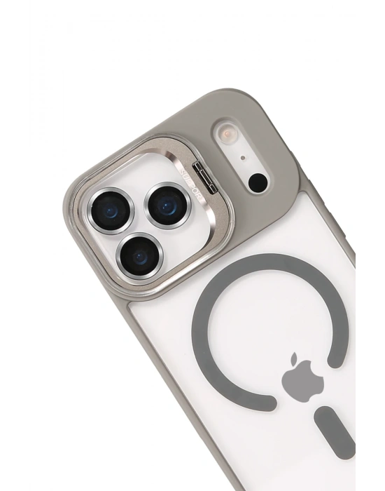 Joko Apple iPhone 17 Pro Remim Lensli Magsafe Standlı Kapak - Titan Gri