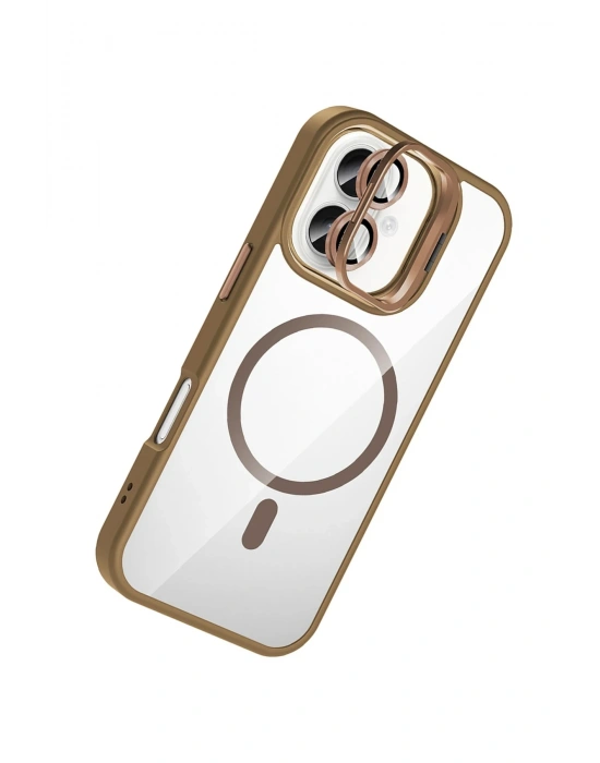 Joko Apple iPhone 17 Remim Lensli Magsafe Standlı Kapak - Kahverengi