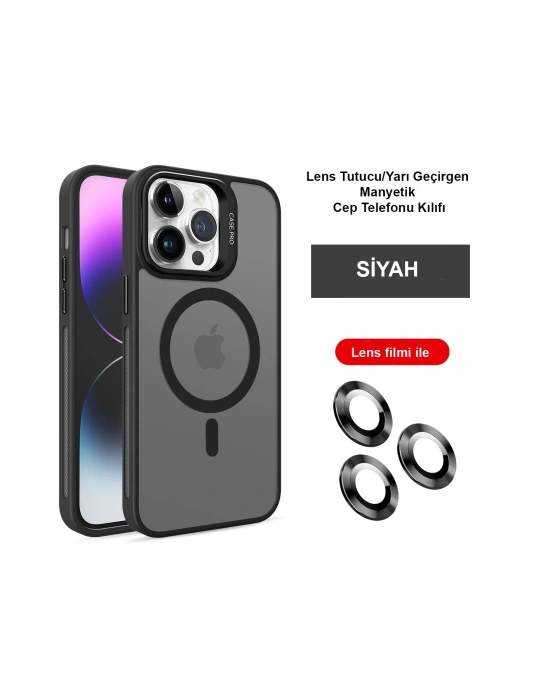 Joko iPhone 14 Pro Kılıf Flet Lens Magsafe Kapak - Siyah