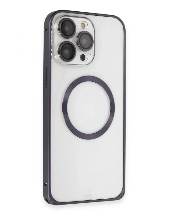 Joko iPhone 14 Pro Kılıf Metal Bumper Magneticsafe Kapak - Derin Mor