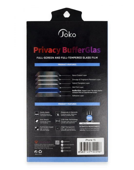 Joko iPhone 14 Pro Max Buffer Hayalet Cam Ekran Koruyucu - Siyah