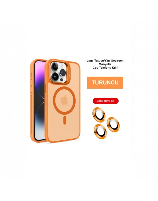 Joko iPhone 14 Pro Max Kılıf Flet Lens Magsafe Kapak - Turuncu