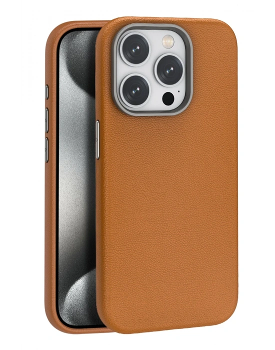 Joko iPhone 14 Pro Max Kılıf Wonder Deri Magsafe Kapak - Kahverengi
