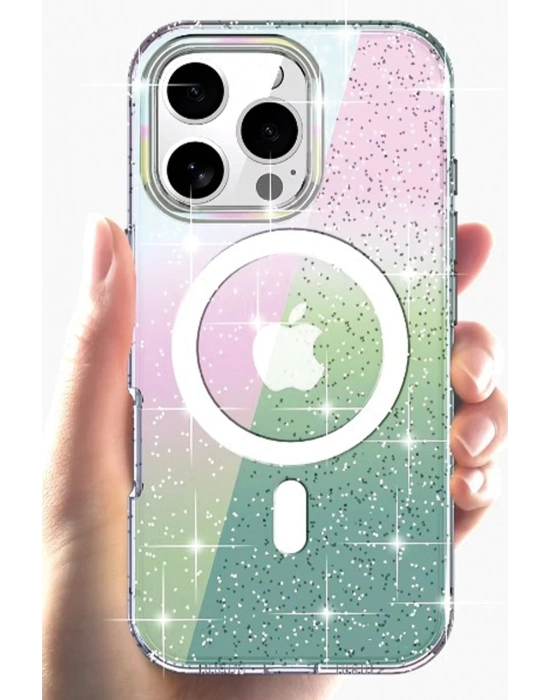 Joko iPhone 14 Pro Max Rasasi Simli Magsafe Kapak - Şeffaf