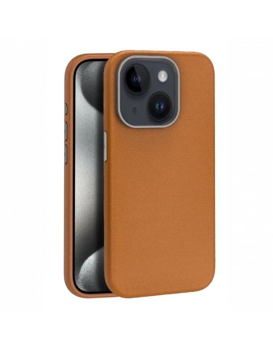 Joko iPhone 15 Kılıf Wonder Deri Magsafe Kapak - Kahverengi
