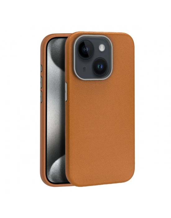Joko iPhone 15 Kılıf Wonder Deri Magsafe Kapak - Kahverengi
