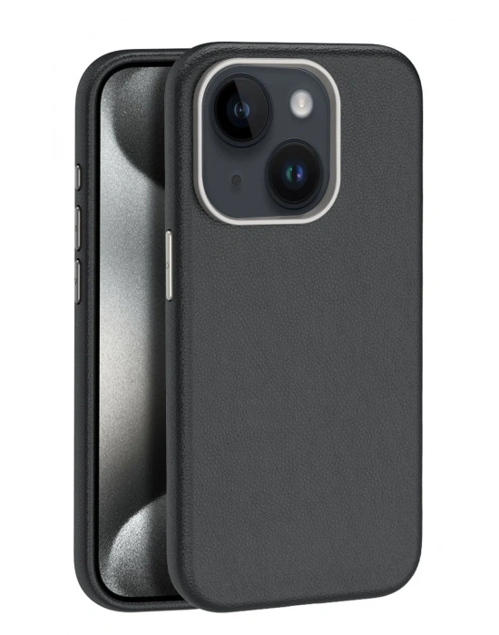Joko iPhone 15 Kılıf Wonder Deri Magsafe Kapak - Siyah