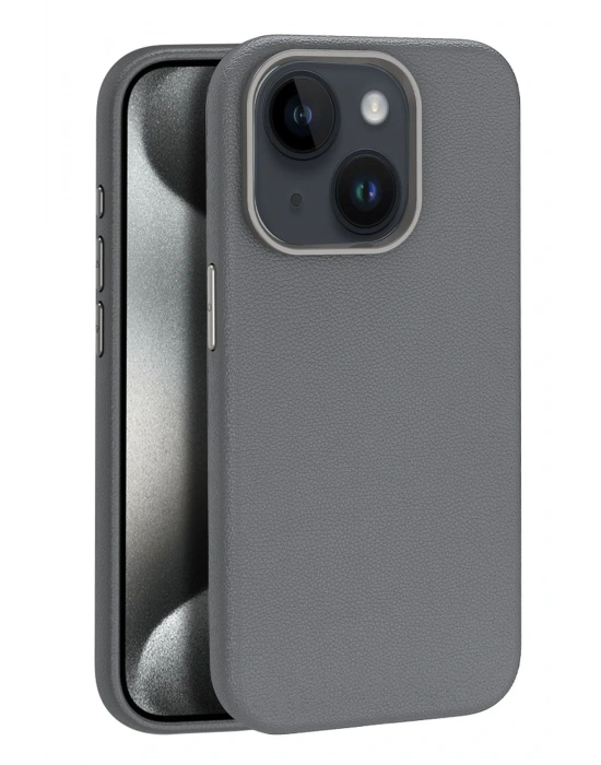 Joko iPhone 15 Kılıf Wonder Deri Magsafe Kapak - Titan Gri