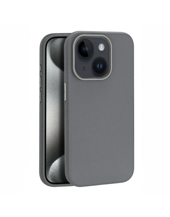 Joko iPhone 15 Kılıf Wonder Deri Magsafe Kapak - Titan Gri
