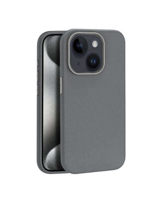 Joko iPhone 15 Kılıf Wonder Deri Magsafe Kapak - Titan Gri
