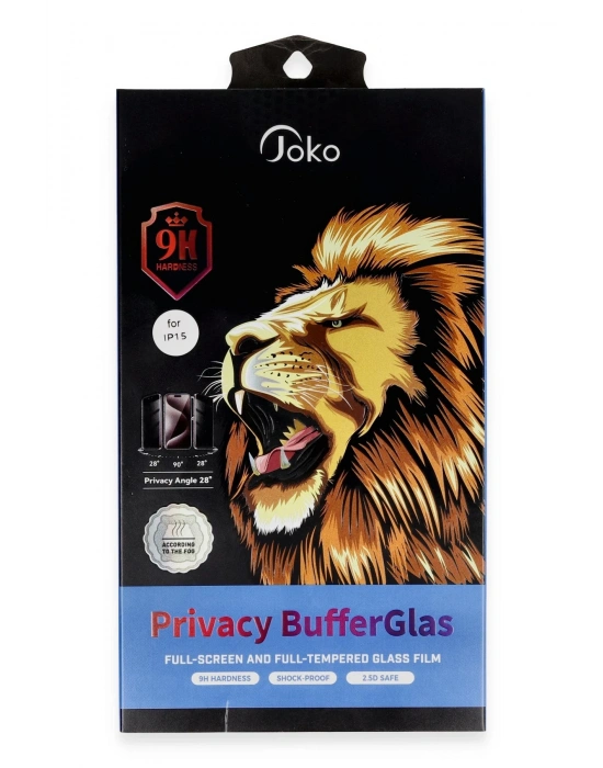 Joko iPhone 15 Pro Buffer Hayalet Cam Ekran Koruyucu - Siyah