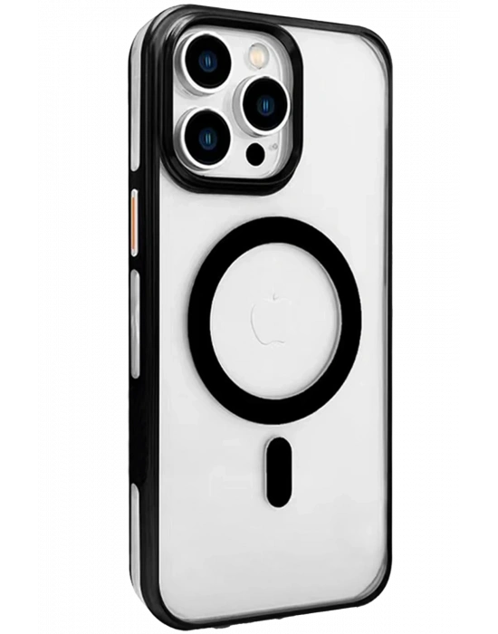 Joko iPhone 15 Pro Gleam PC Sert Magsafe Kılıf - Şeffaf-Siyah