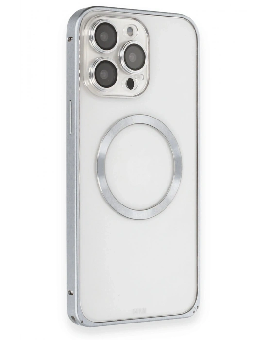 Joko iPhone 15 Pro Kılıf Metal Bumper Magneticsafe Kapak - Gri
