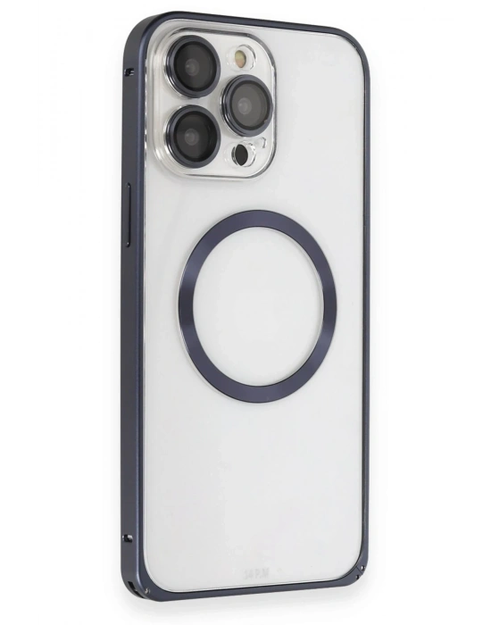 Joko iPhone 15 Pro Kılıf Metal Bumper Magneticsafe Kapak - Lacivert