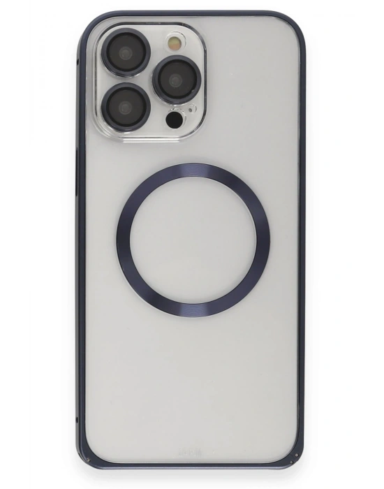 Joko iPhone 15 Pro Kılıf Metal Bumper Magneticsafe Kapak - Lacivert