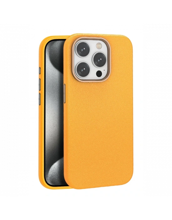 Joko iPhone 15 Pro Kılıf Wonder Deri Magsafe Kapak - Turuncu