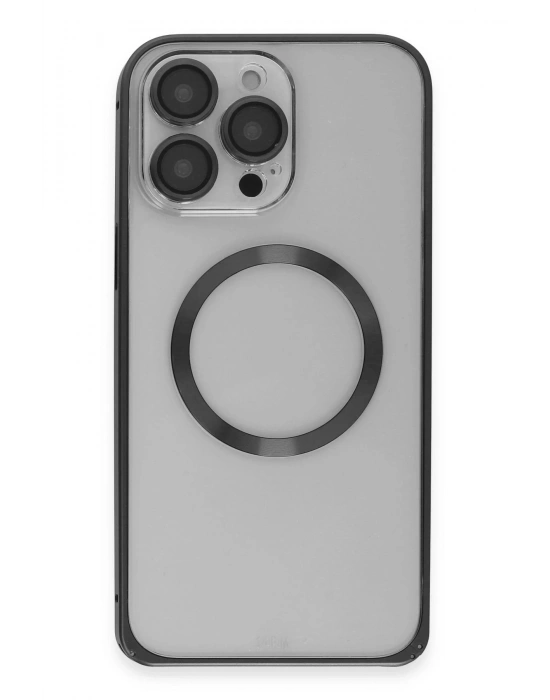 Joko iPhone 15 Pro Max Kılıf Metal Bumper Magneticsafe Kapak - Siyah